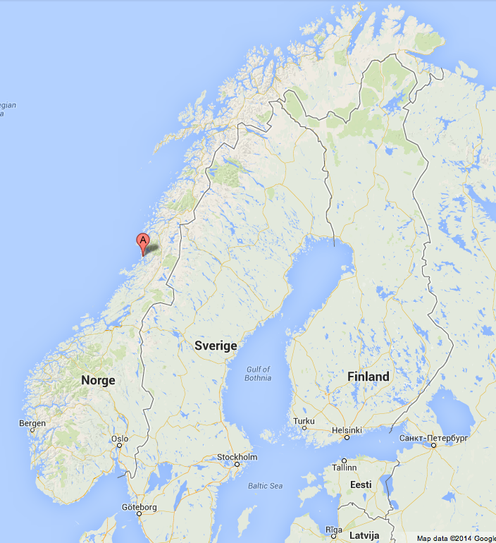 Unsere momentane Position – 350 km nördlich von Trondheim.
